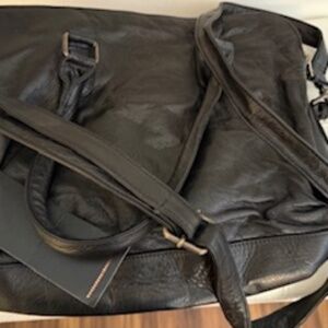 Black Leather Wanderers Travel Bag NWT